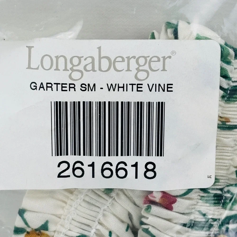 Longaberger White Vine Small Basket Garter Bow Floral‎ Accessory 2616618